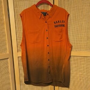 Harley-Davidson Women's Orange Brown Sleeveless Shirt 2w